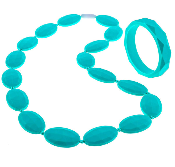 Silicone Teether Beads Provide Soothing Pain Relief (Turquoise/Teal)